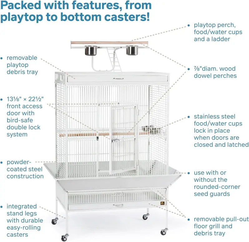Wrought Iron Bird Cage – Chalk White, 36″ x 24″ x 66″, Model 3154C
