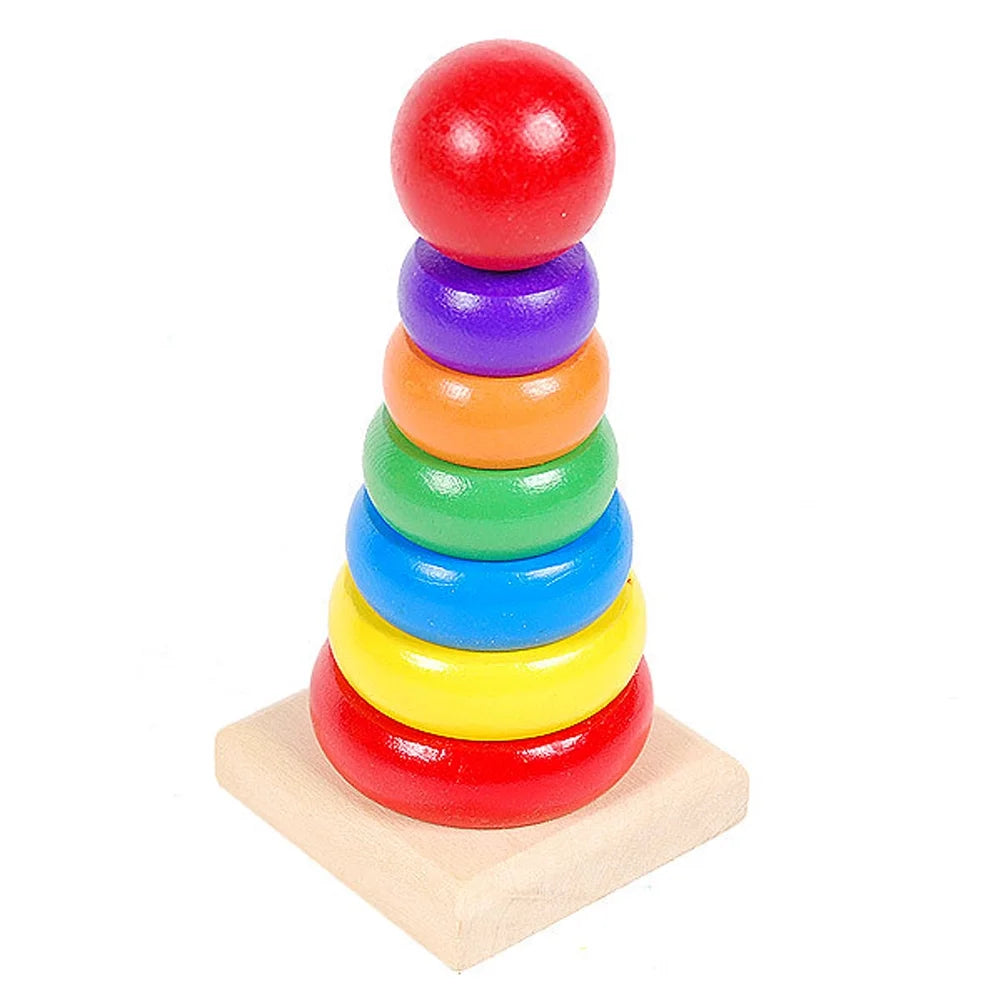 Melissa & Doug Rainbow Stacker Toy C Wooden Educational Stacking Rings for Kids 18 Months+