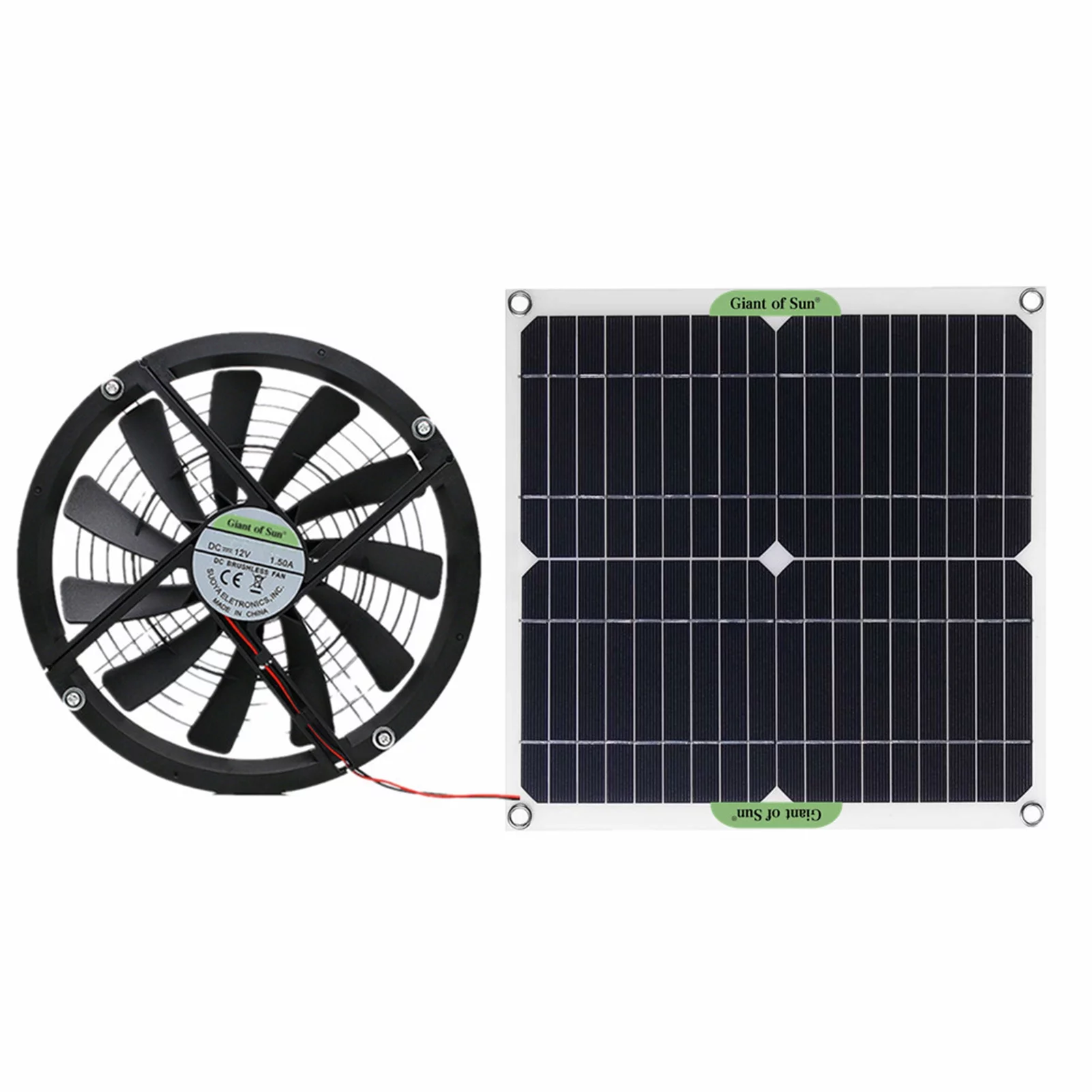 Tomshoo 10 Inch Cooling Ventilator, Solar Powered Fan, Monocrystalline Silicon Solar Panel, 100W