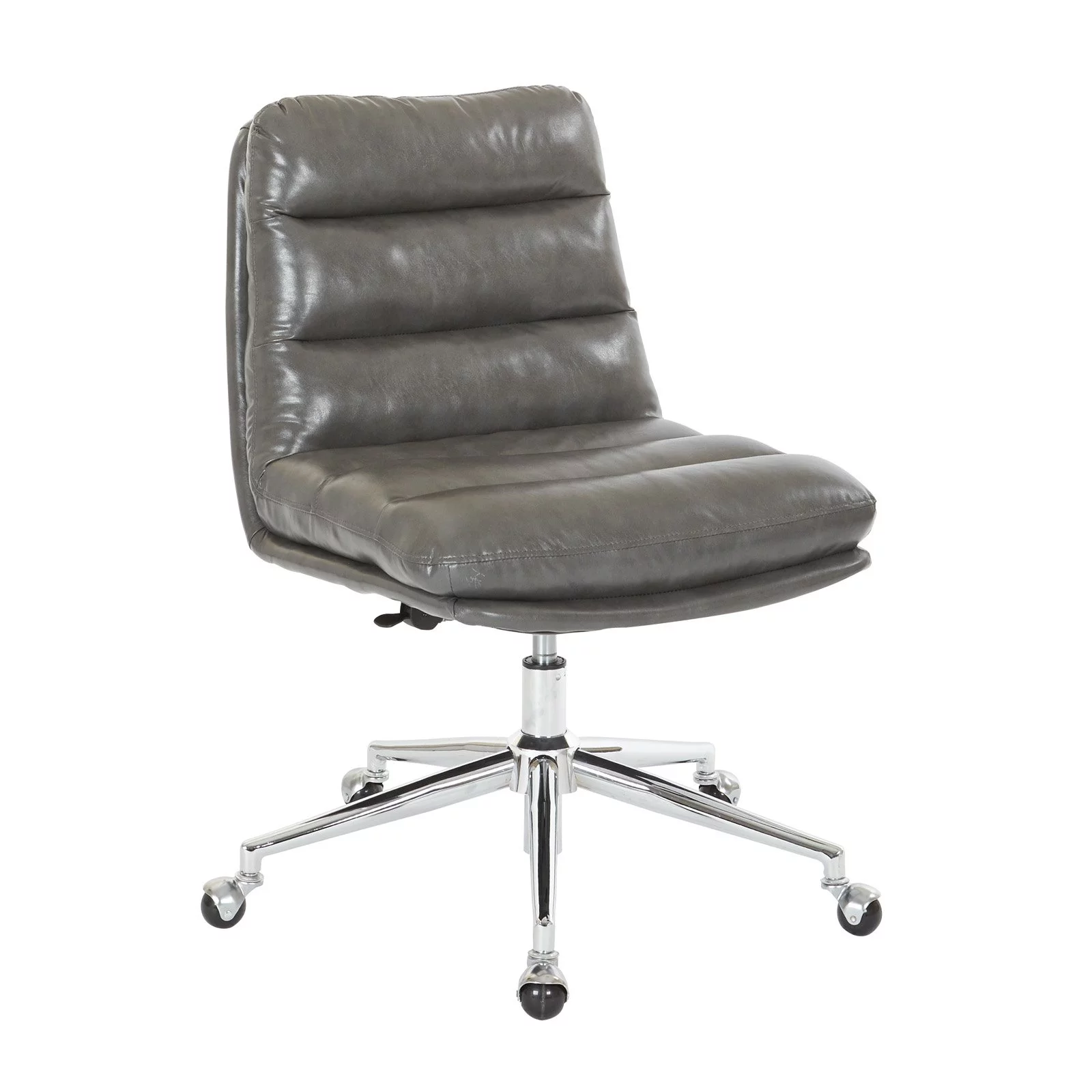 OSP Home Furnishings Legacy Office Chair in Deluxe White Faux Leather with Gold Base