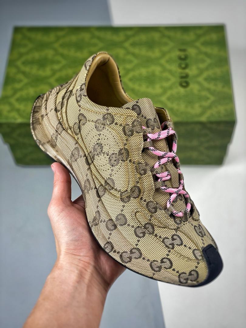 Gucci Women’S Gucci Run Sneaker In Water Transfer Printed Leather Beige 725612 Aabeb 9742
