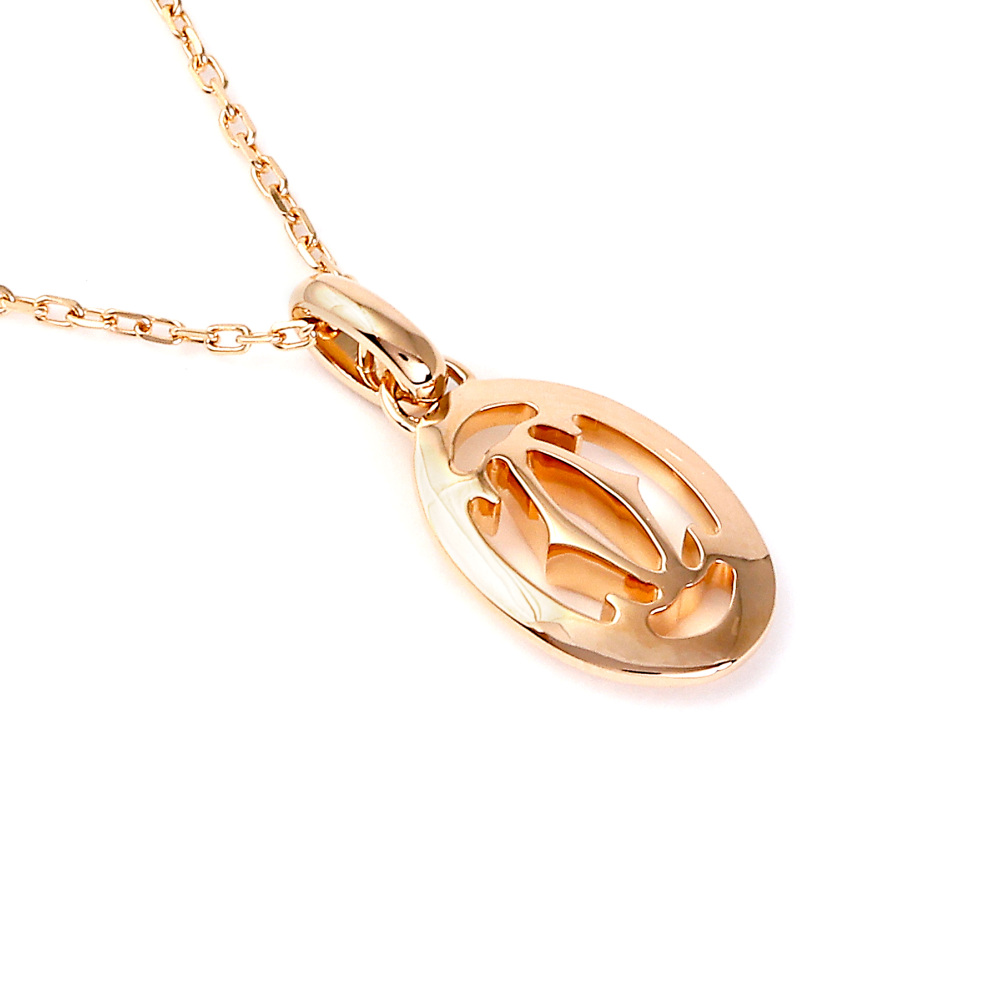 Cartier Double C Logo Necklace 18K Rose Gold Diamond B7219300