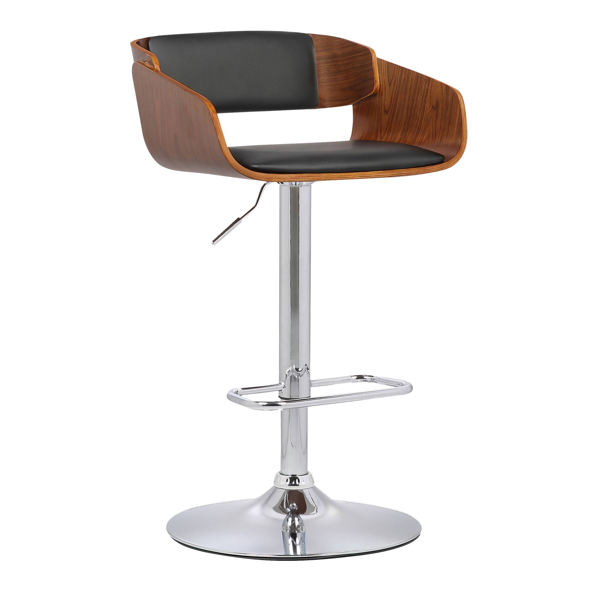 Armen Living Jenny Faux Leather Adjustable Swivel Bar Stool, Black
