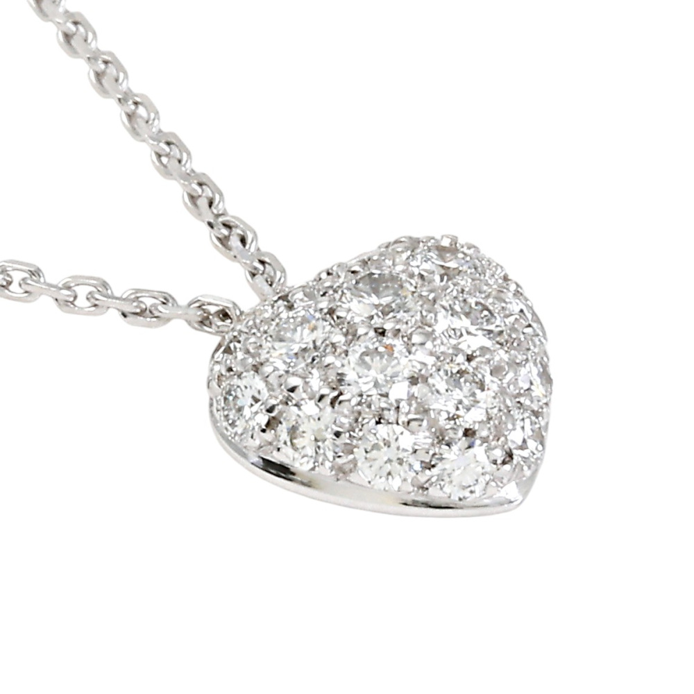 Cartier C Heart Pave Necklace 18K White Gold Diamond