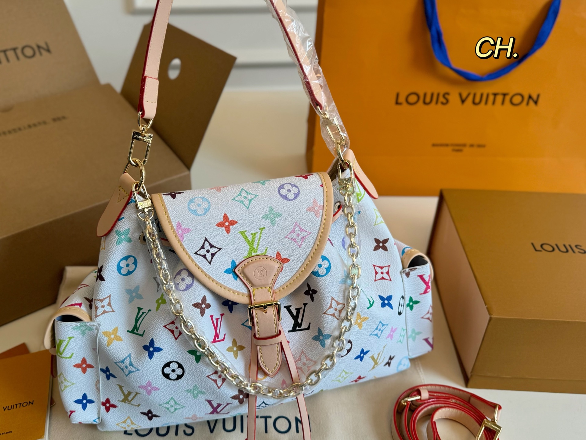 LV vintage drawstring handbag with chain - cnluxepick