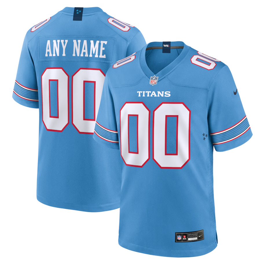Men's Tennessee Titans Light Blue Game Custom Jersey