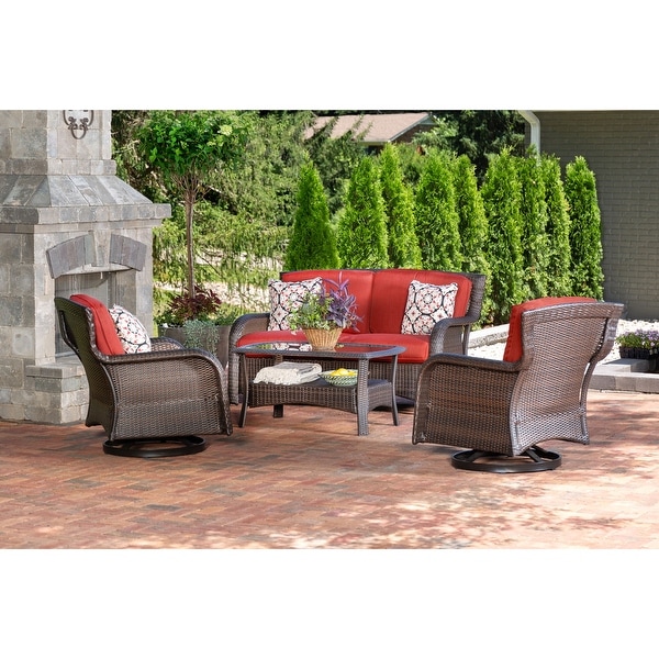 Hanover Strathmere 4Piece Lounge Set in Crimson Red
