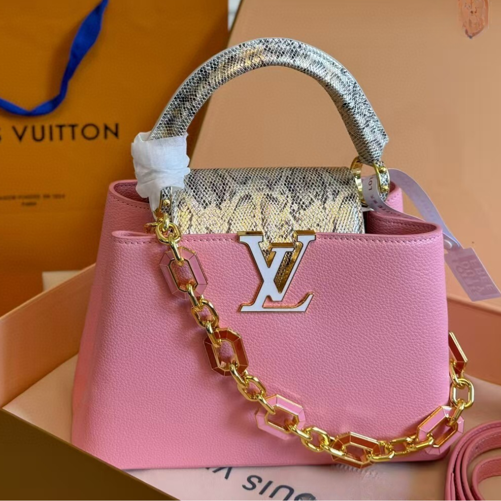 Louis Vuitton Capucines Top Handle Bag In Luxury Rose Pink 10.6 Inches