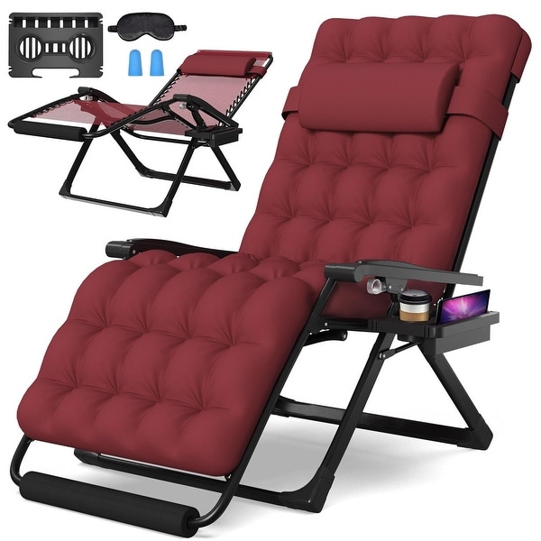 Oversized Zero Gravity Chair,33In Lounge Chair w/Removable CushionandHeadrest,Reclining Camping Patio Chair for Indoor Outdoor