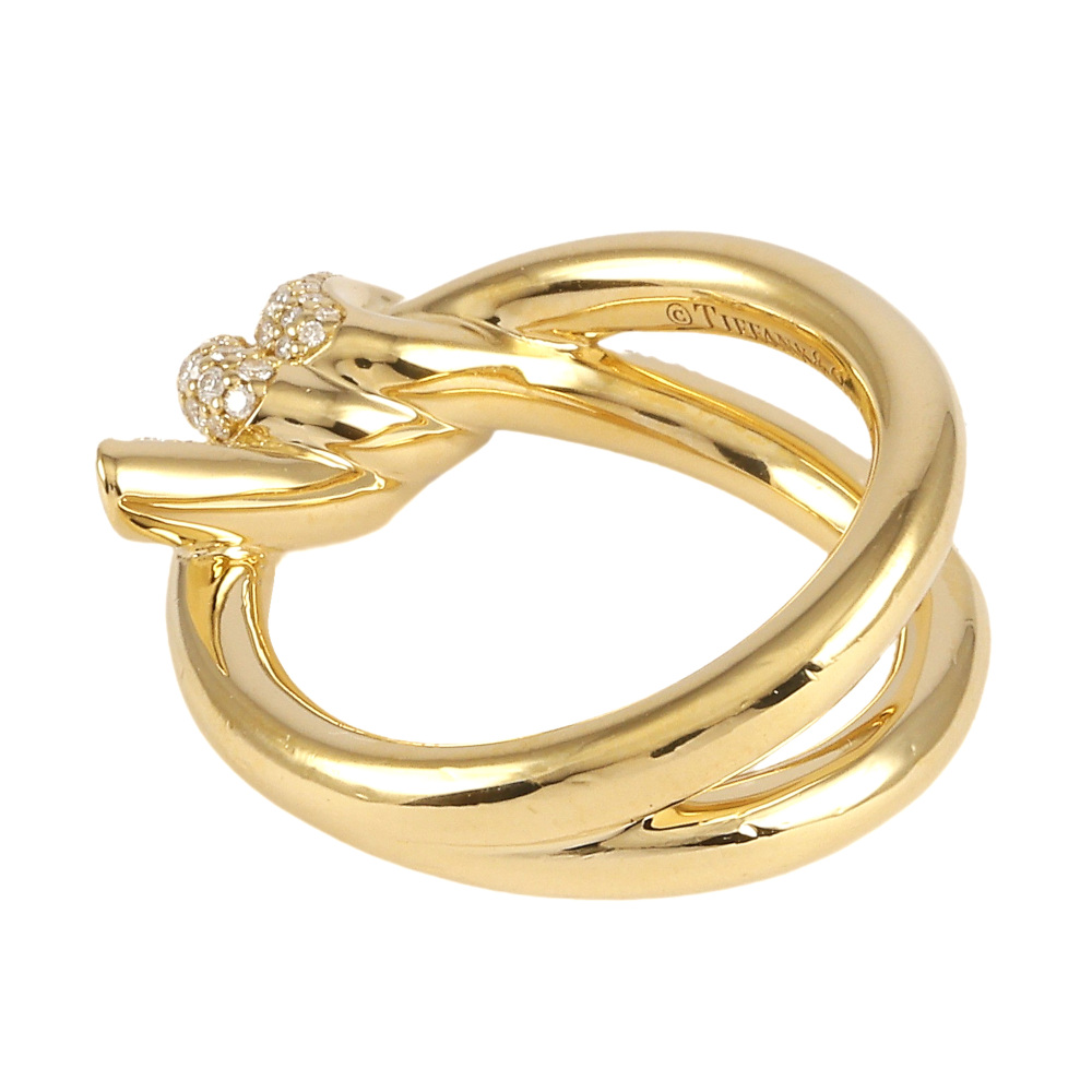 Tiffany & Co. Knot Double Row Ring 18K Yellow Gold Diamond 69346626