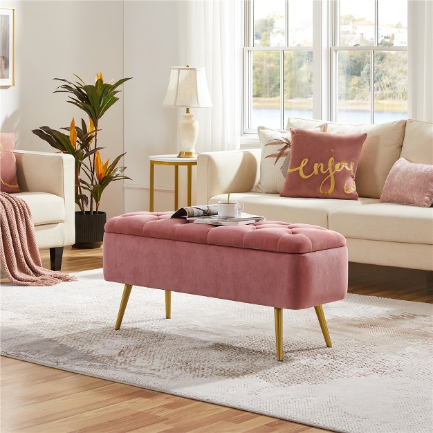 Yaheetech Modern Ottoman Footstool Bench With Storage Bench