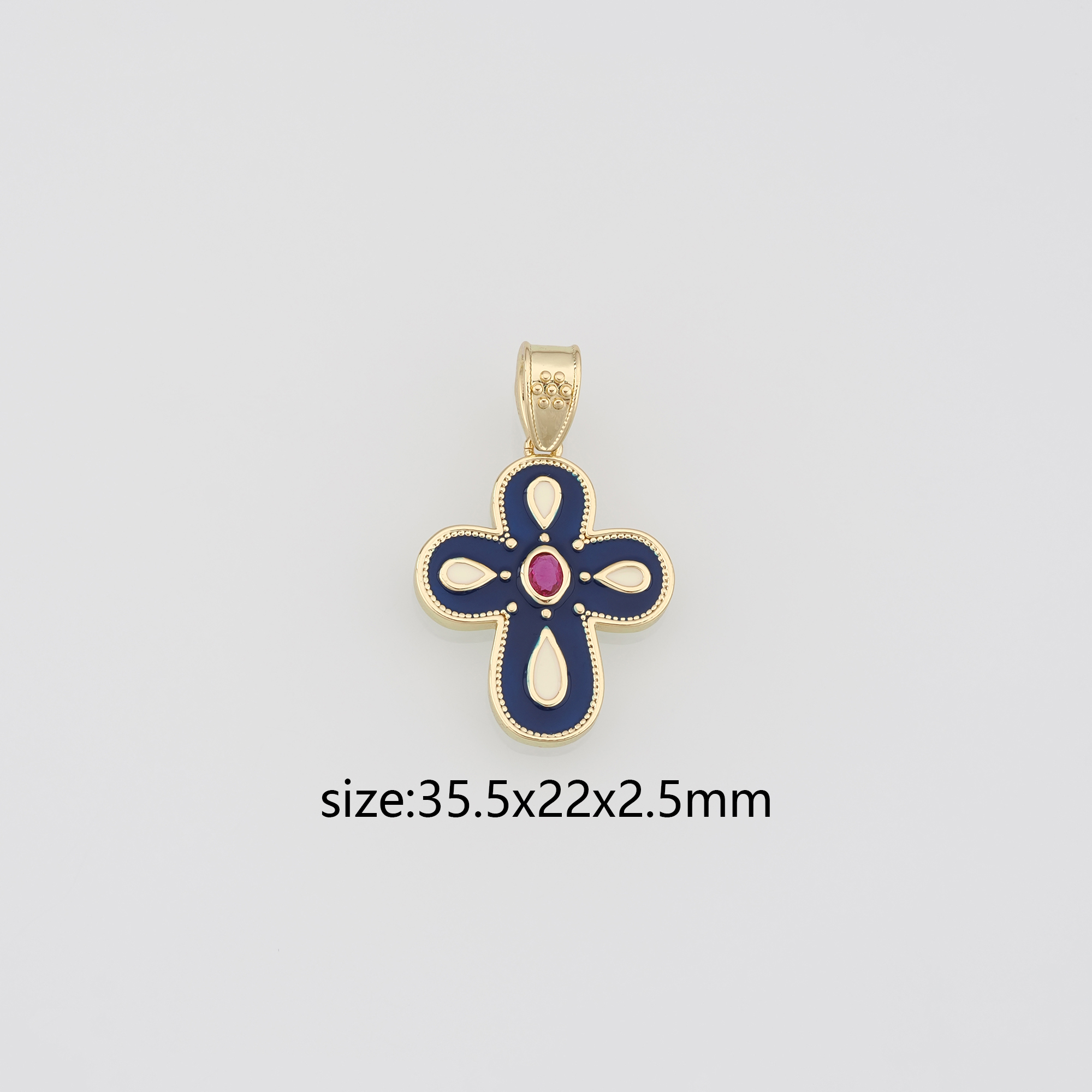 18K Gold Filled Cross Pendant,Enamel Religious Charm Earrings Necklace for DIY Jewelry Making Supply