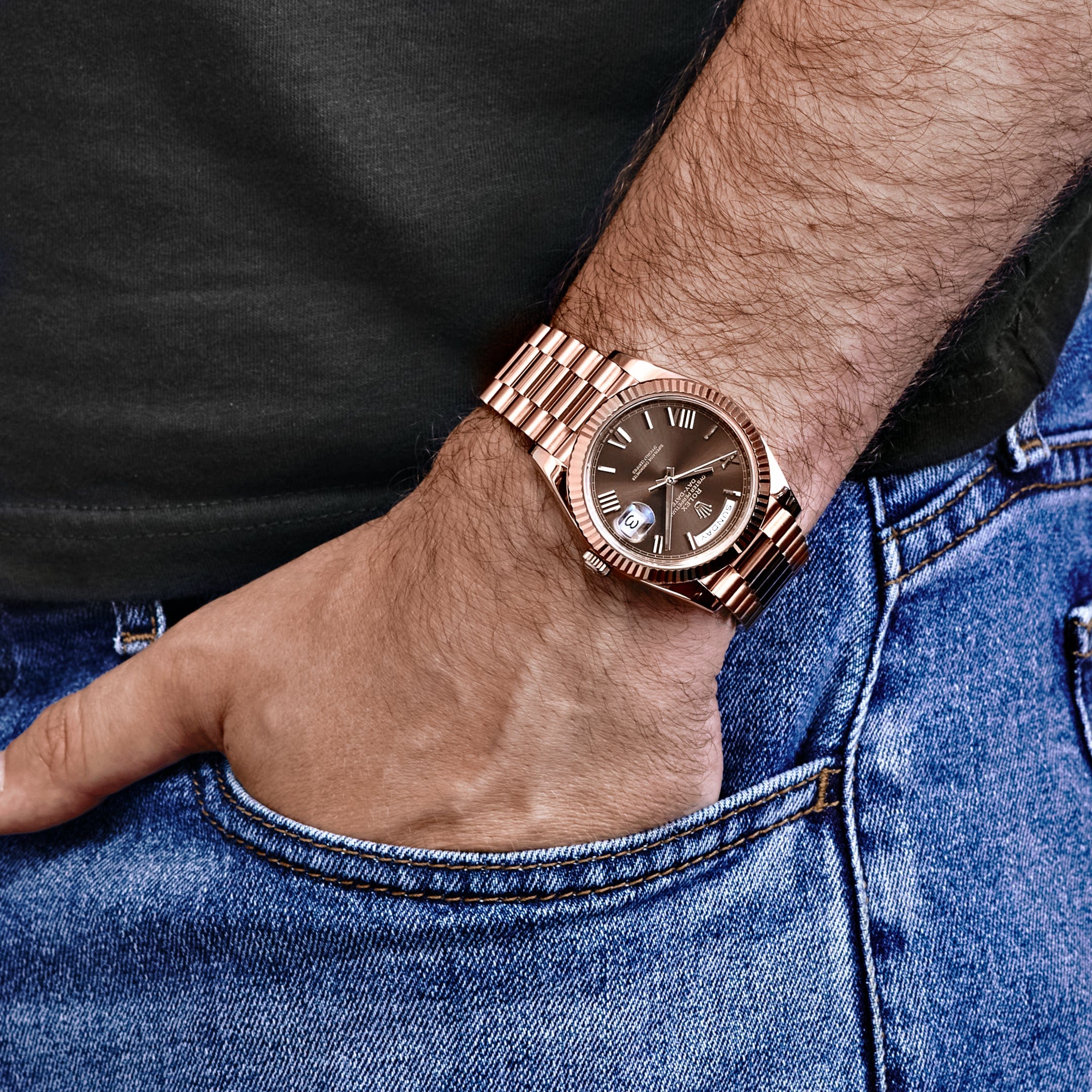 Rolex Day-Date 40 228235 Rose Gold Chocolate Roman Numerals Dial (2025)