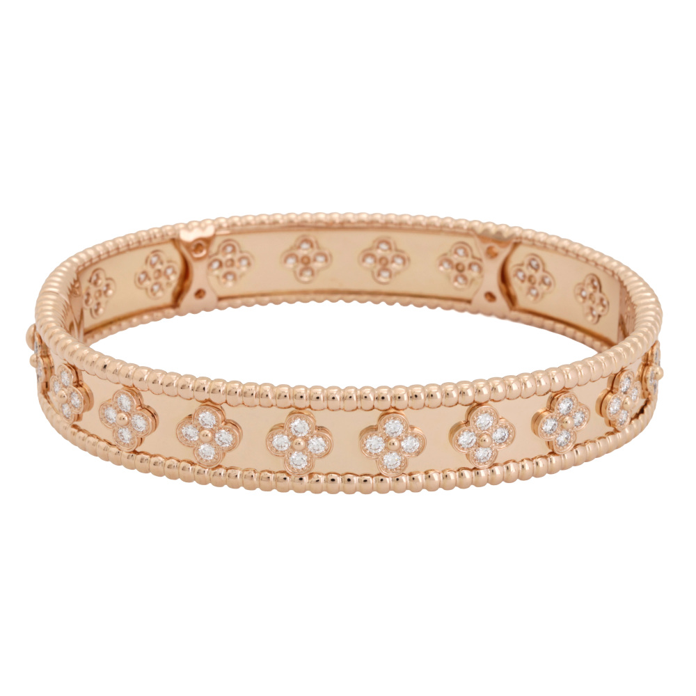 Van Cleef & Arpels Perlée Clovers Bracelet 18K Rose Gold Diamond VCARN5B200