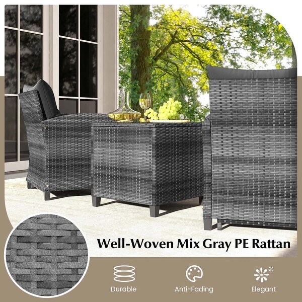 Costway 5 Piece Patio Rattan Furniture with 2 Ottomans and Tempered