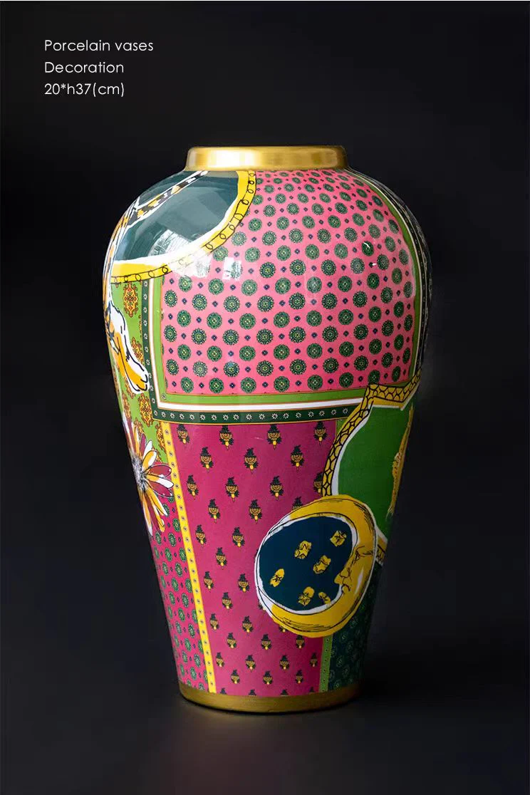 DC048 - Home Lucky colored hand-painted tiger vase entrance exotic flower pot household decoration vase