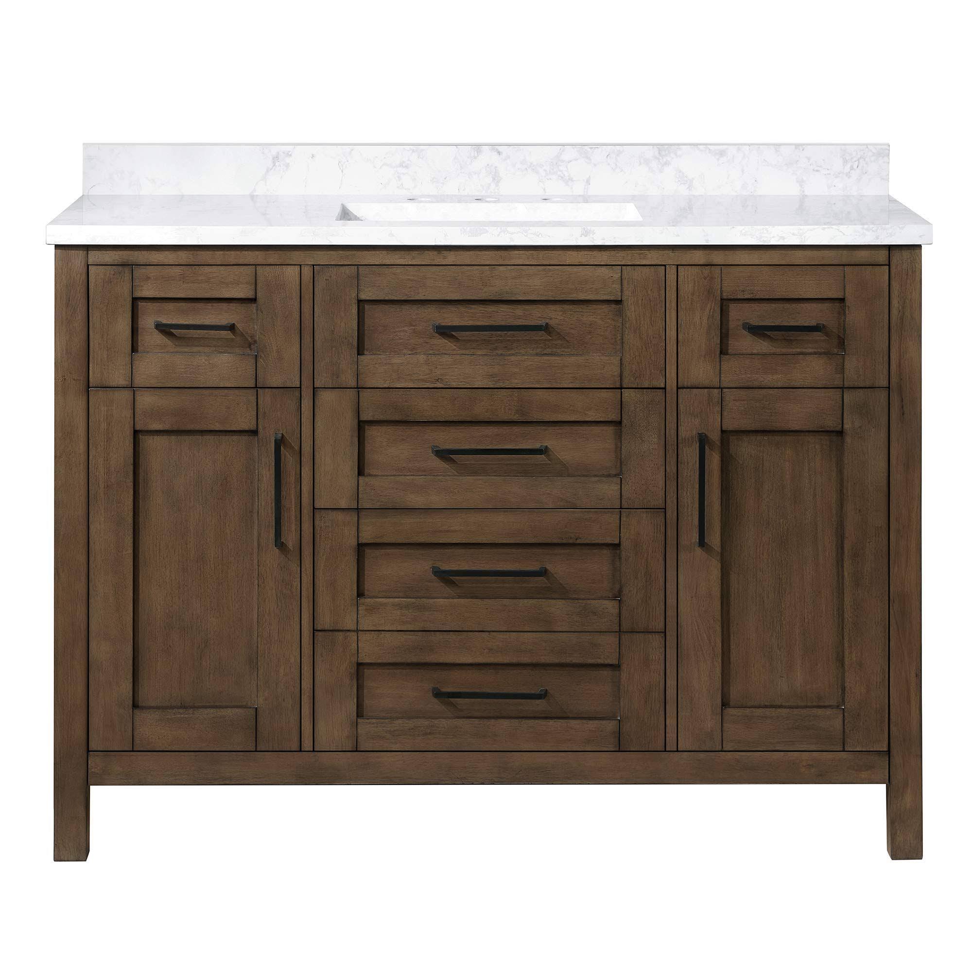 Tahoe 48 in. Almond Latte Bathroom Vanity, White