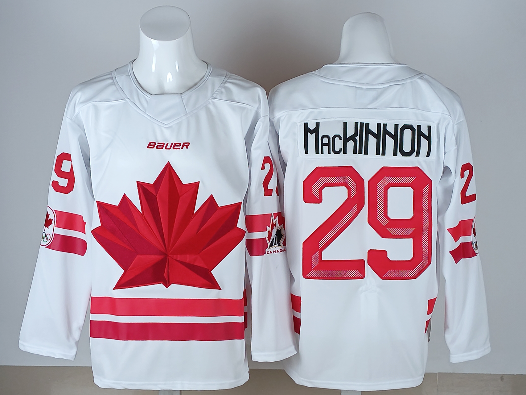 Men's Canada Hockey Nathan MacKinnon #29 White 2026 Winter Olympics Jersey
