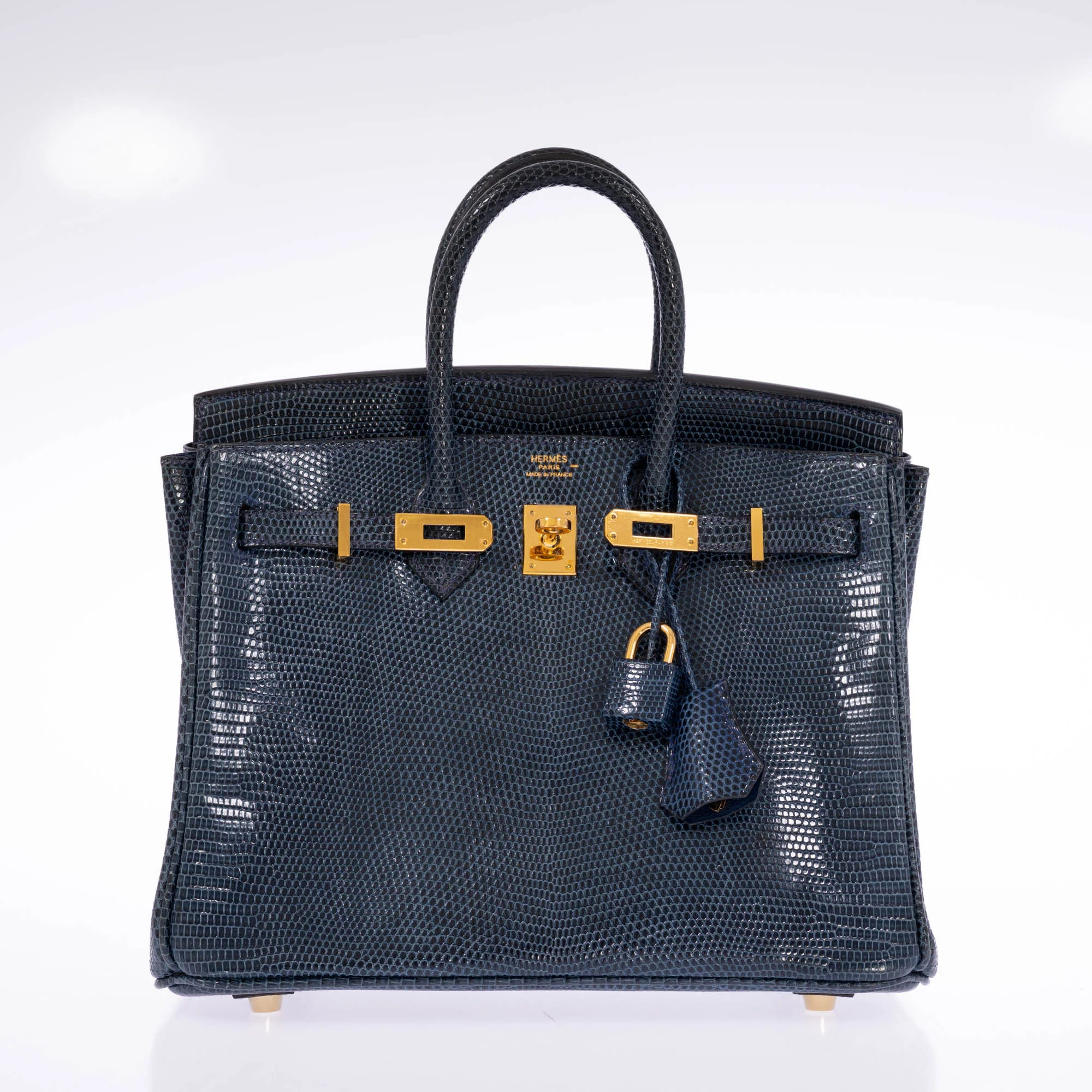 Hermès Birkin 25 Bleu de Malte Lizard Gold Hardware