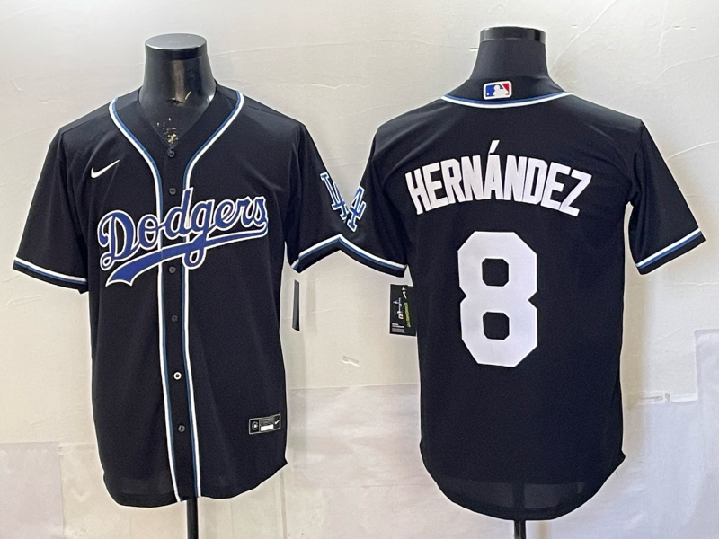 Men's Los Angeles Dodgers Enrique Hernandez #8 Black Replica Game Jersey