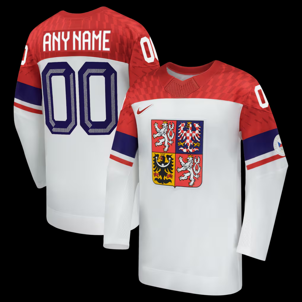 Men's Czech Republic Hockey White 2026 Winter Olympics Custom Jersey