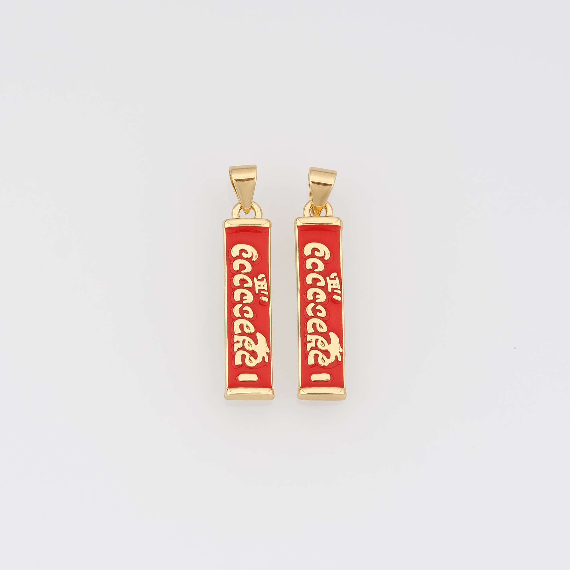 18K Gold Filled Chocolate Pendant,Enamel Chocolate Charm Earrings Necklace for DIY Jewelry Making Supply