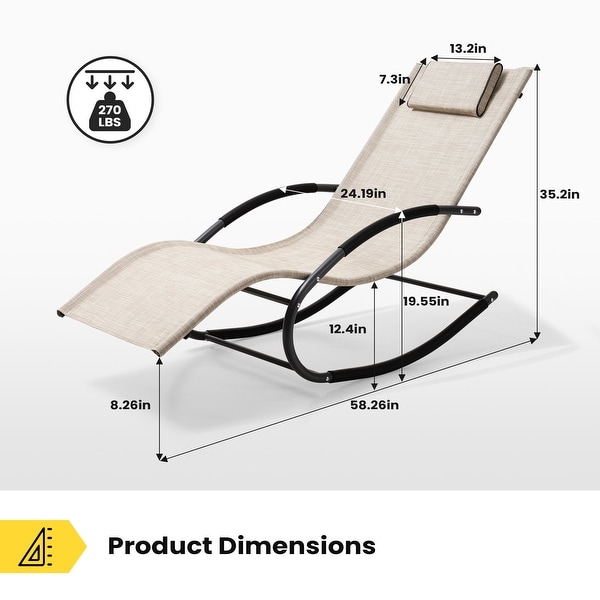 Pellebant Chaise Patio Rocking Chair with Pillow