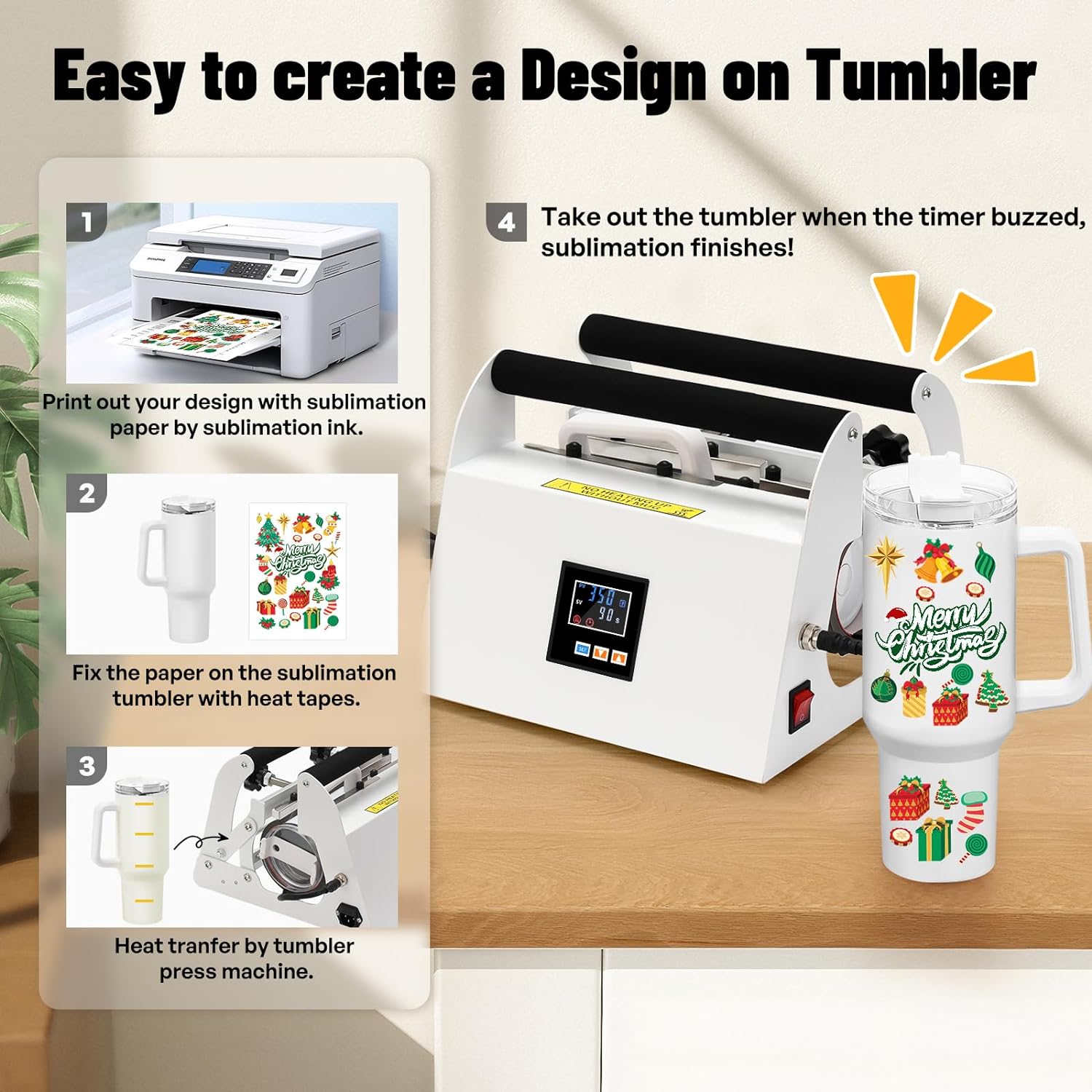 40oz Tumbler Press Tumbler Heat Press Sublimation 40 Oz Tumbler Top and Tapered Bottom Full Wrap - DIY Heat Transfer Vinyl