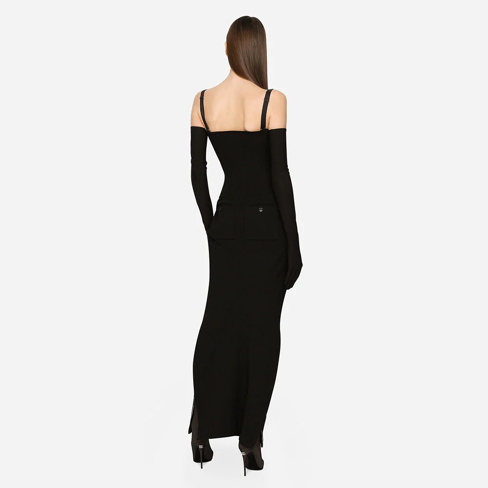 Strapless Maxi Dress with Gloves & High SlitClistos
