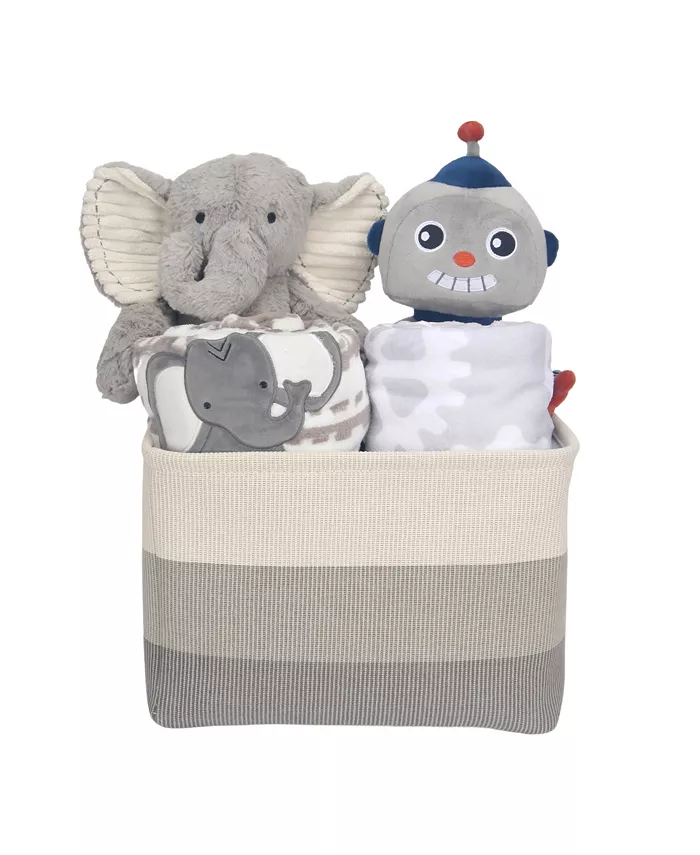 Lambs and Ivy Gray 5-Piece Baby Gift Basket for Baby Shower Newborn Welcome Home