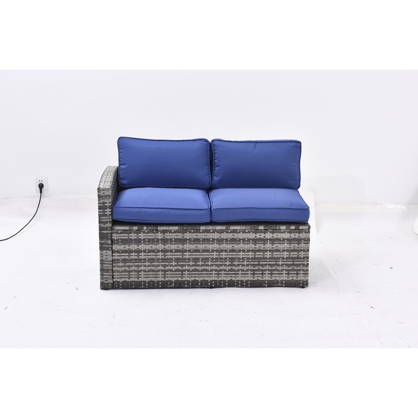 Patio Furniture Set,7 Pieces Sectional Conversation Sofa with Ottomans,All Weather,With Backrest and Removable Cushions