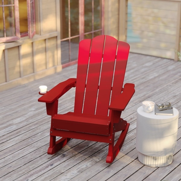Commercial AllWeather Rocking Adirondack Chair with Swiveling Cupholder