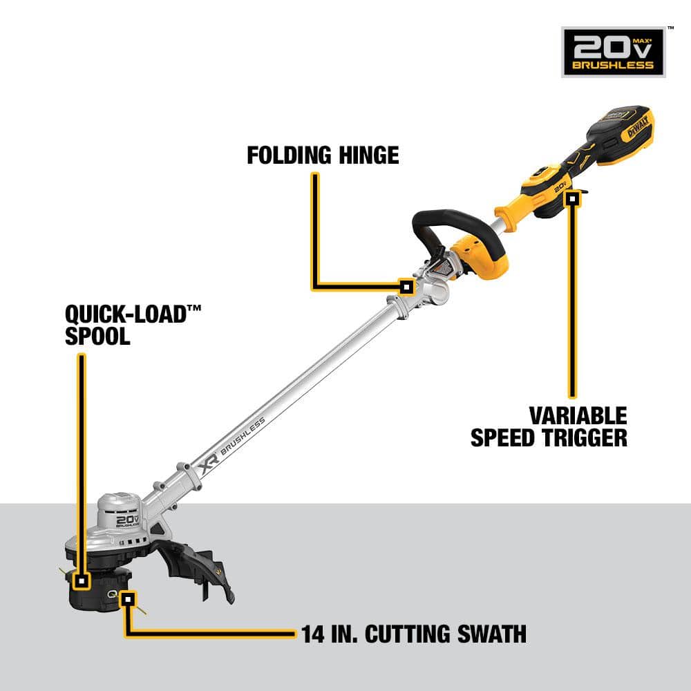 DEWALT 20V MAX Brushless Cordless Battery Powered String Trimmer Kit with (1) 5Ah Battery & Charger DCST922P1