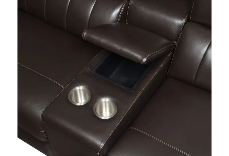 Power Reclining Leather Sectional Sofa – 4-Seat with USB/Outlets
