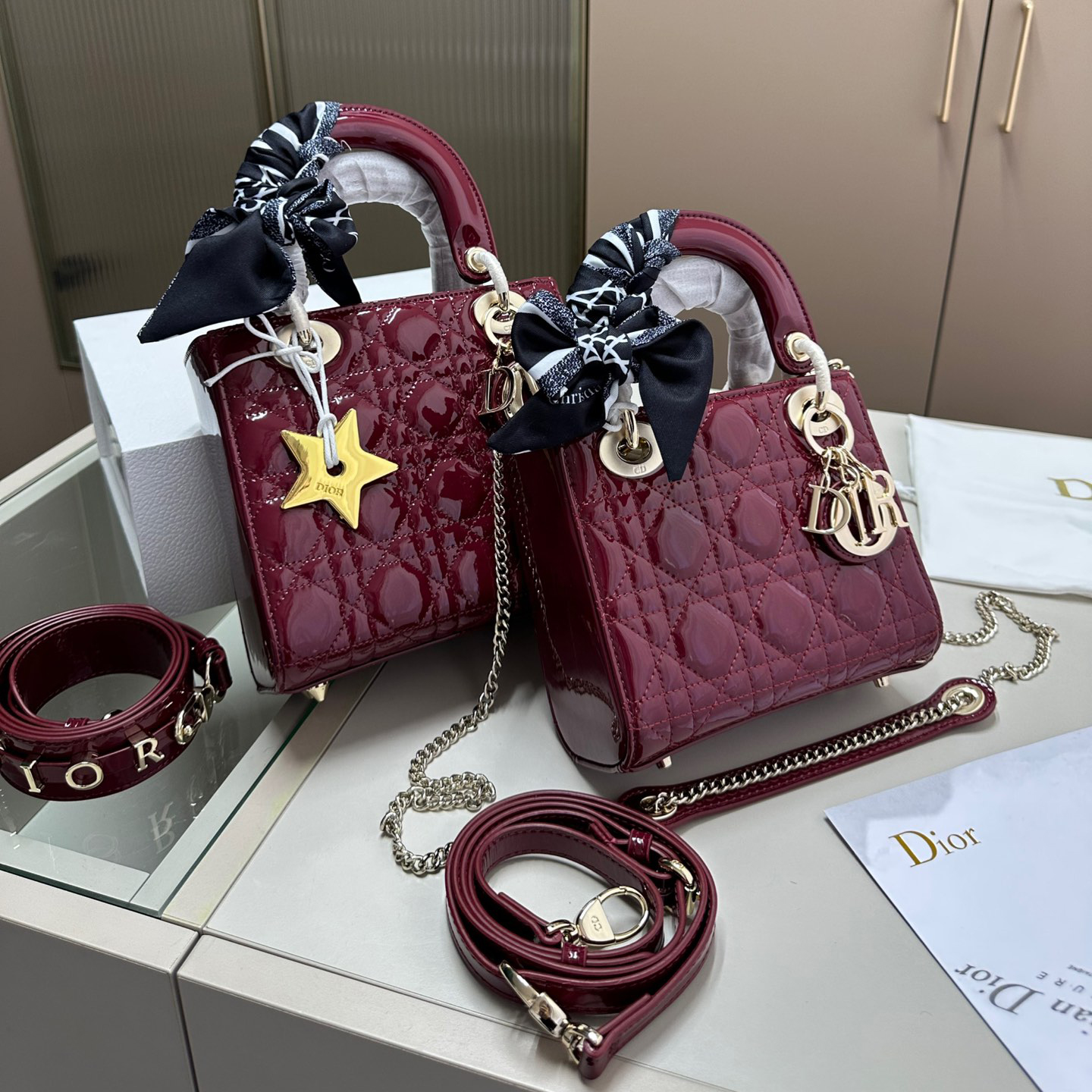 Top Original Dior Lacquer Leather D-lite lady bag - cnluxepick