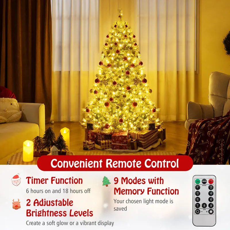 Pre-Lit Artificial Christmas Tree — Available in 6 ft, 7.5 ft, and 9 ft Heights with 360° Quick-Connect Power System