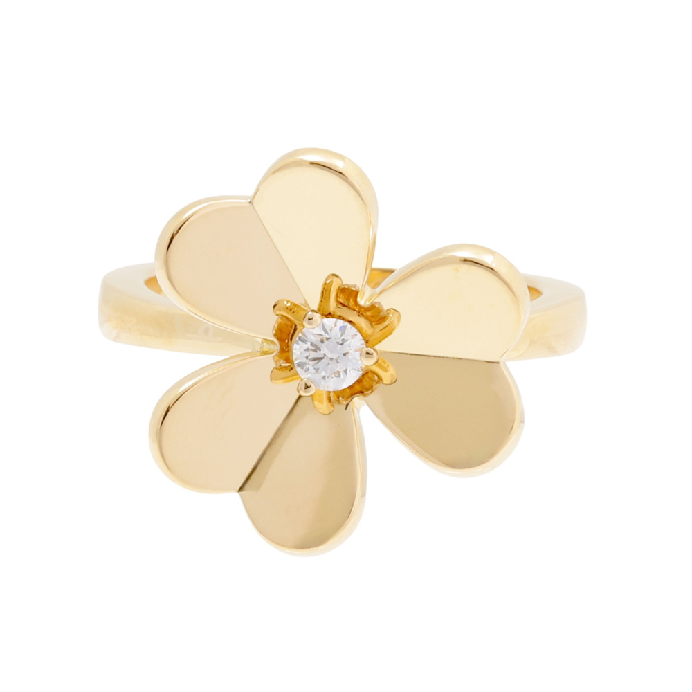 Van Cleef & Arpels Frivole Ring 1 Flower 18K Yellow Gold Diamond VCARP2DS00