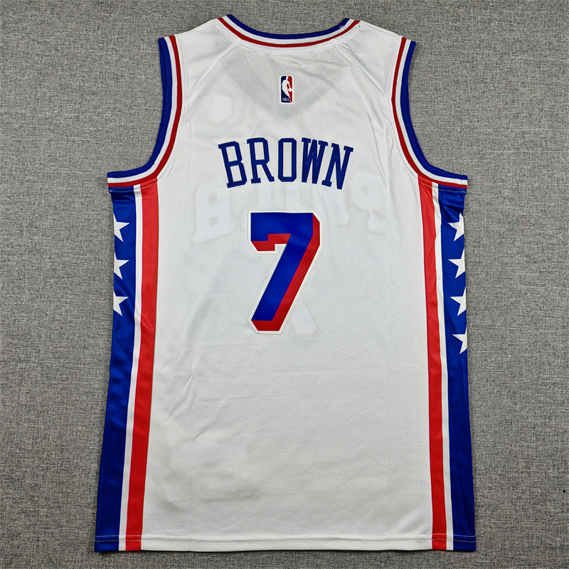 Men's Philadelphia 76ers Jaylen Brown #7 White Swingman Jersey - Association Edition