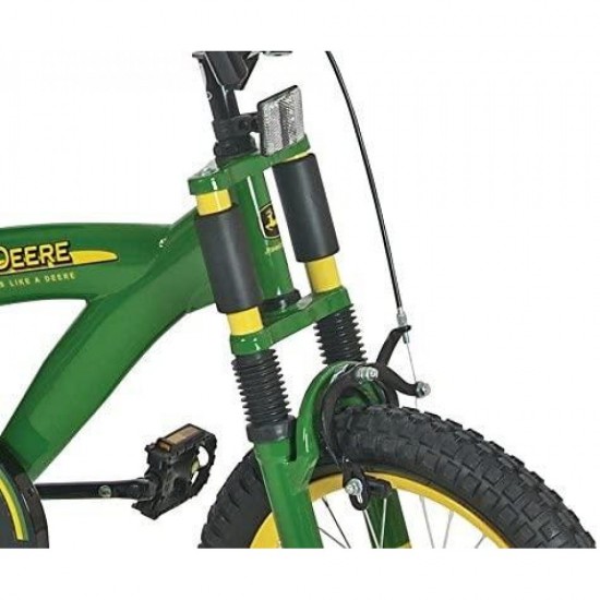 16″ Boys Bicycle, Kids Bike with Training Wheels and Front Hand Brake, Green