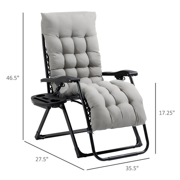 Outsunny Padded Zero Gravity Chairs,Folding Recliner Chair,Patio Lounger with Cup Holder,Adjustable Backrest