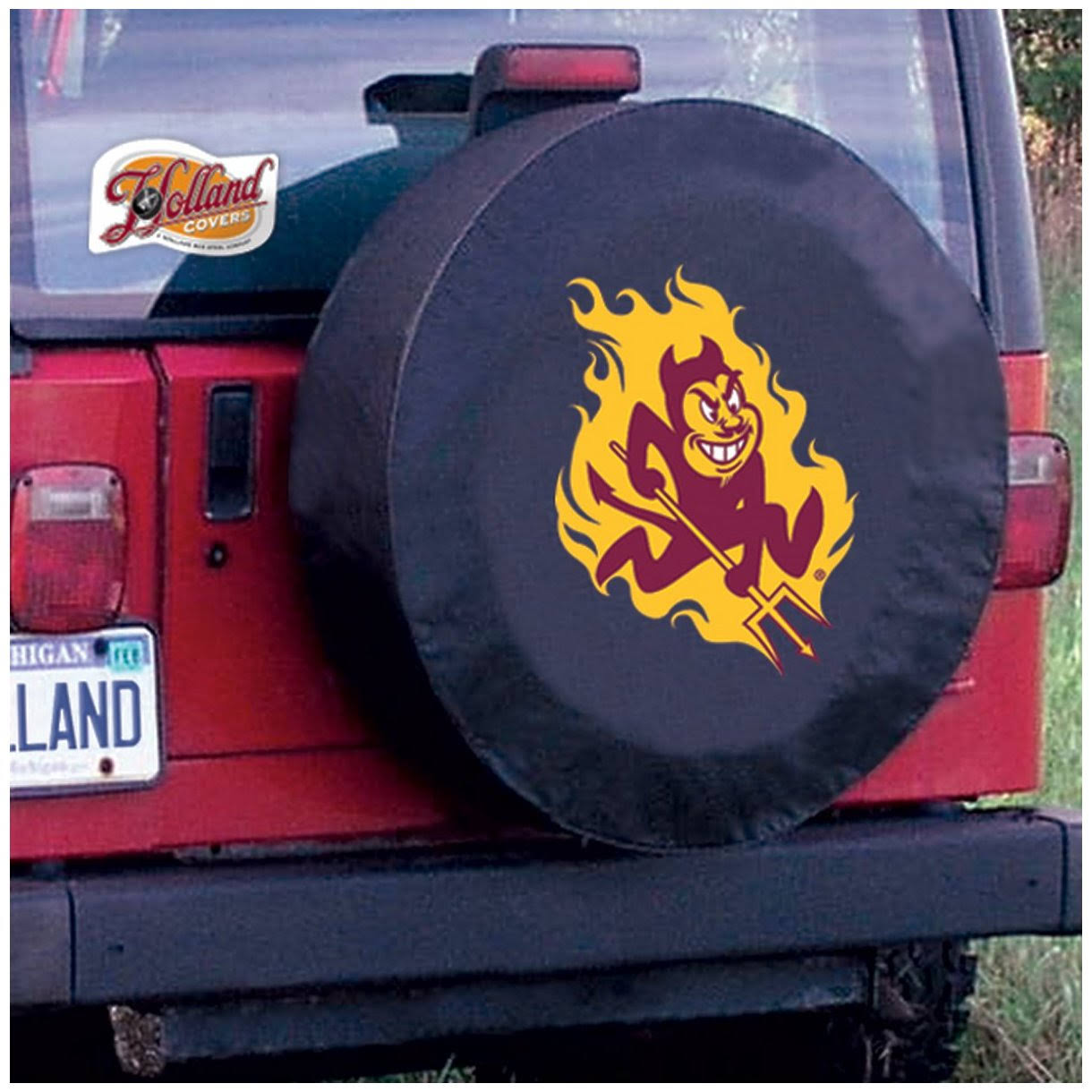 Holland Bar Stool Arizona State Tire Cover in Black - 25.5 inch x 8 inch