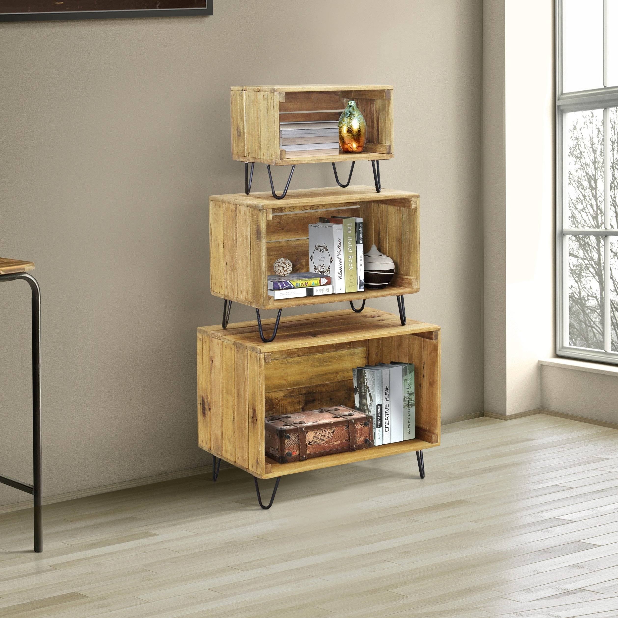 4D Concepts 680611 Java 3 Wooden Storage Bins Rustic Natural