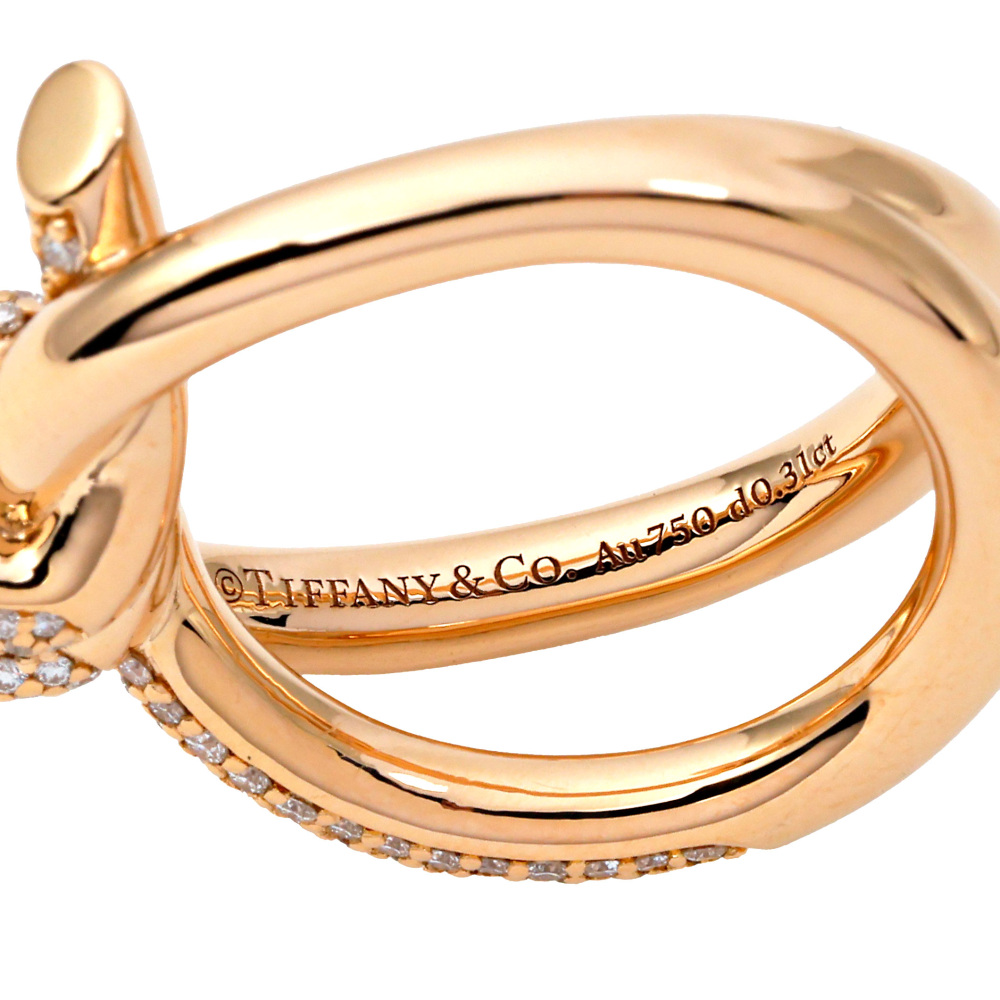 Tiffany & Co. Knot Double Row Ring 18K Rose Gold Diamond 69526233