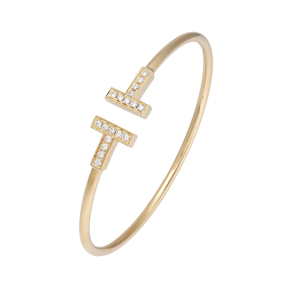 Tiffany & Co. Tiffany T Diamond Wire Bracelet 18K Yellow Gold 60010756