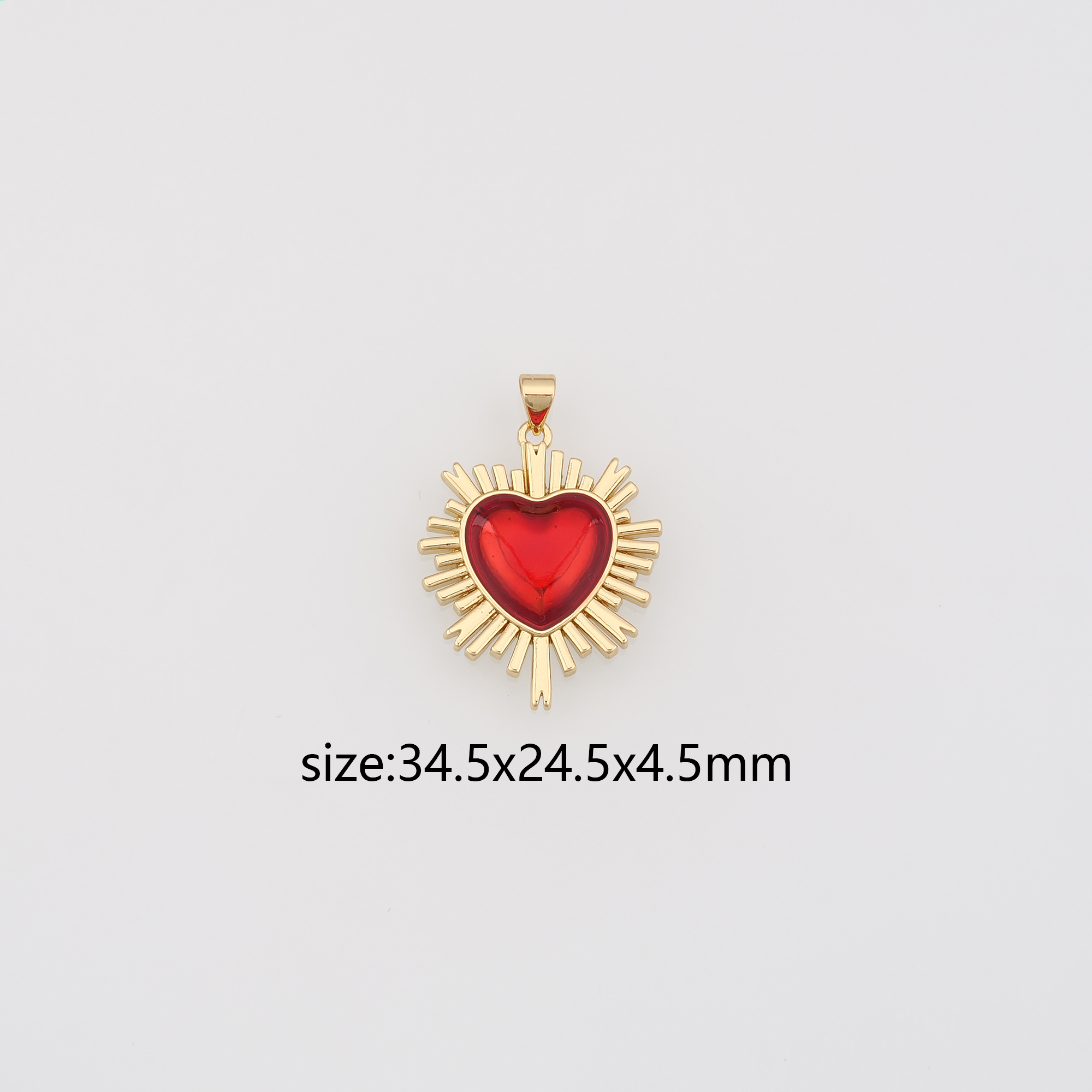 18K Gold Filled Heart Pendant,Enamel Heart Charm Earrings Necklace for DIY Jewelry Making Supply