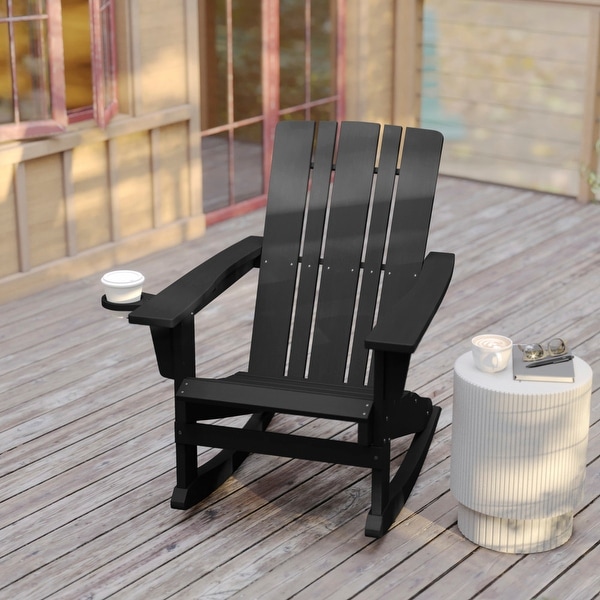 Commercial AllWeather Rocking Adirondack Chair with Swiveling Cupholder