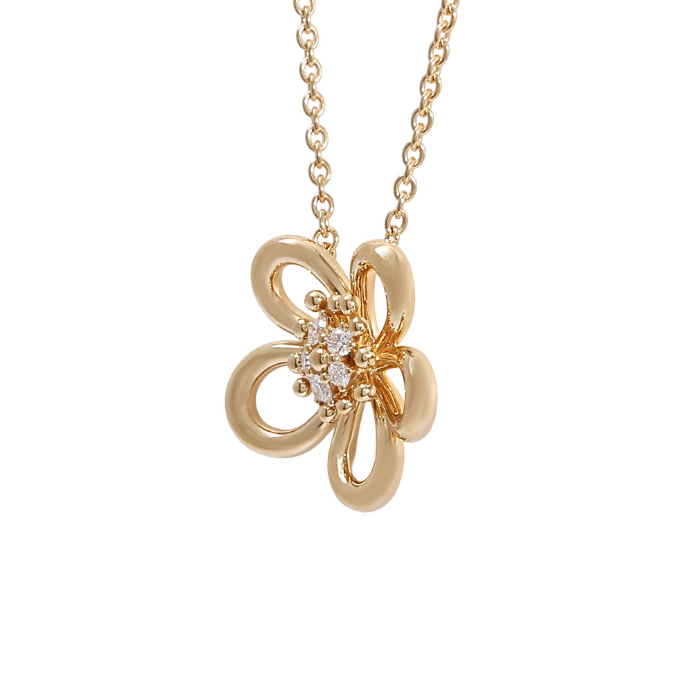 Van Cleef & Arpels Flower Lace Necklace 18K Yellow Gold Diamond VCARPME200