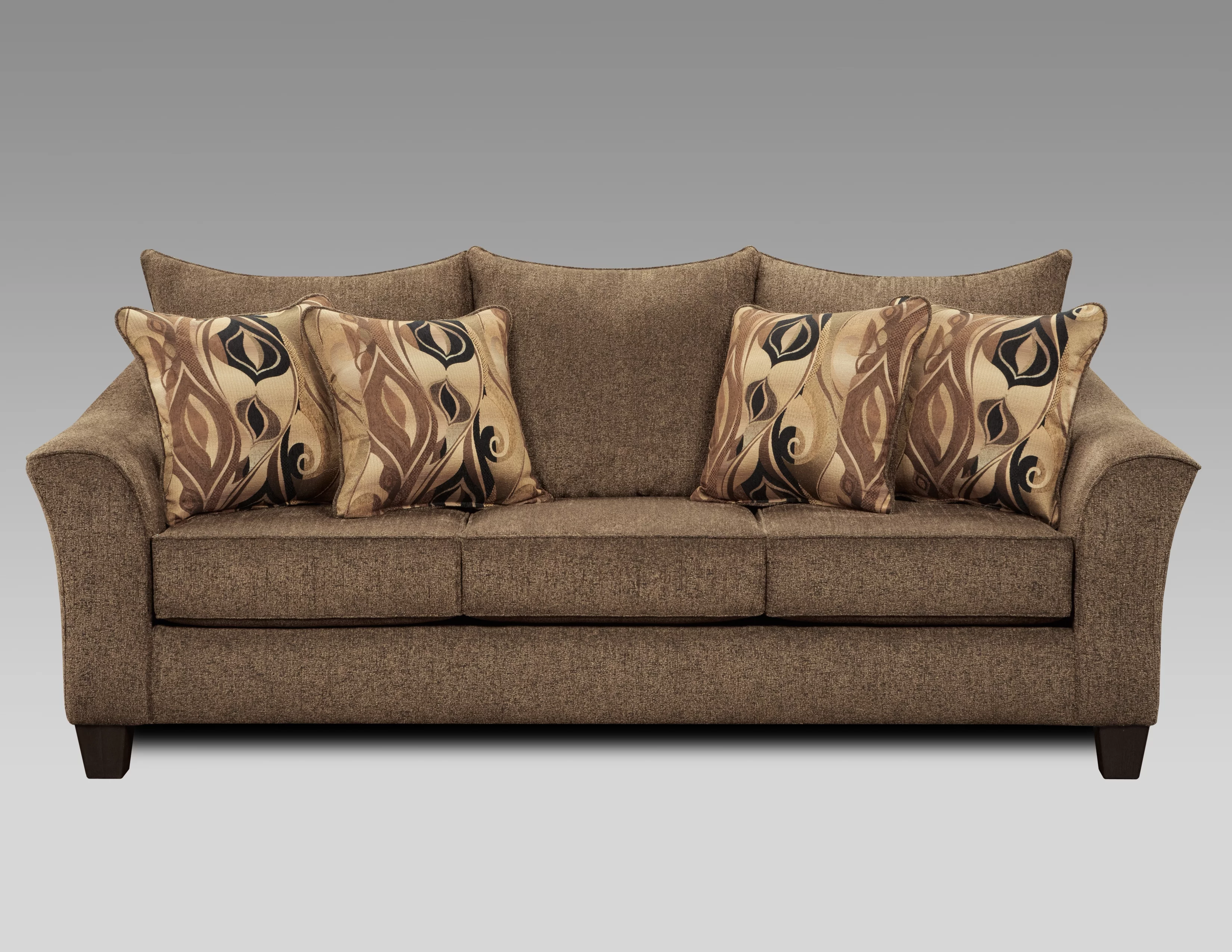 Roundhill Furniture Camero Pillowback 4-Piece Sofa Set, Fabric, Chocolate Color