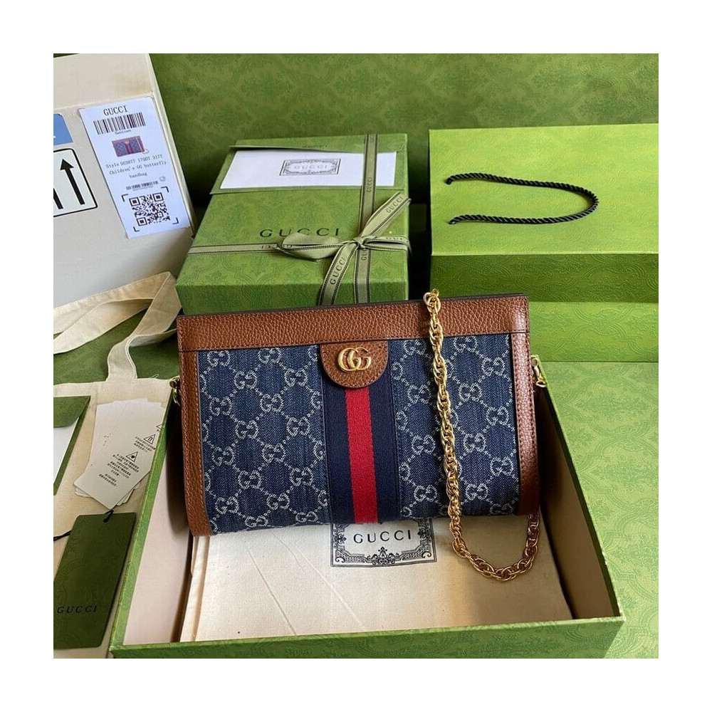 Gucci Ophidia GG Small Shoulder Bag in Blue Demin