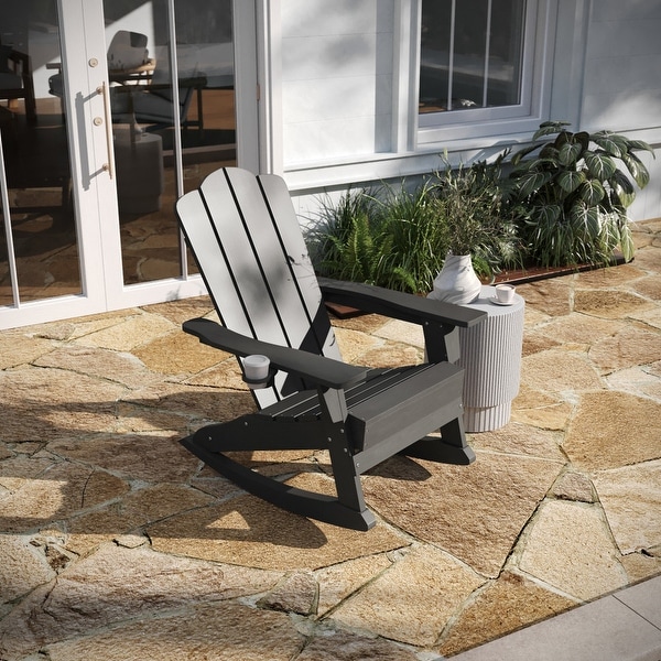 AllWeather Rocking Adirondack Chair with Swiveling Cupholder